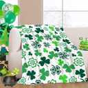 GOOESING St. Patrick's Day Throw Blanket Green Clover Shamrock Throw Blankets Lightweight Cozy Flannel Blanket for Bedroom Living Rooms Couch Sofa Bed Home Decor 40x50 Inch