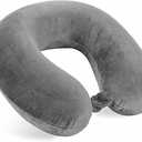SATTVA Travel Neck Pillow in Memory Foam Luxury Travel Neck Support Rest Pillow | Neck Pain 100% Pure Memory Foam Soft Comfort & Support Pillow for Airplane/Car/Office&Home Rest Use (Light Grey)