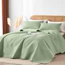 OARAGE Queen Quilt Bedding Set Soft Lightweight Sage Green Bedspread with Leaf Pattern,Ultrasonic Microfiber Bed Coverlet Full Size for All Season (1 Quilt, 2 Shams)