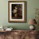 VIYYIEA Gold Framed Floral Wall Art Decor, Living Room Bedroom Rose Bouquet Pictures Retro Wall Decor, Antique Picture Frame Canvas Prints Artwork, Vintage Flower Paintings,13x16 Inch