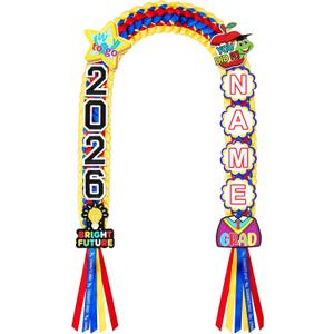 Kindergarten Graduation Ribbon Leis Class of 2026 Braided Necklace Making Kit with Alphabetic Decorative Cards Preschool Kids Grad Graduation Party Gifts(Red, Yellow, Blue)