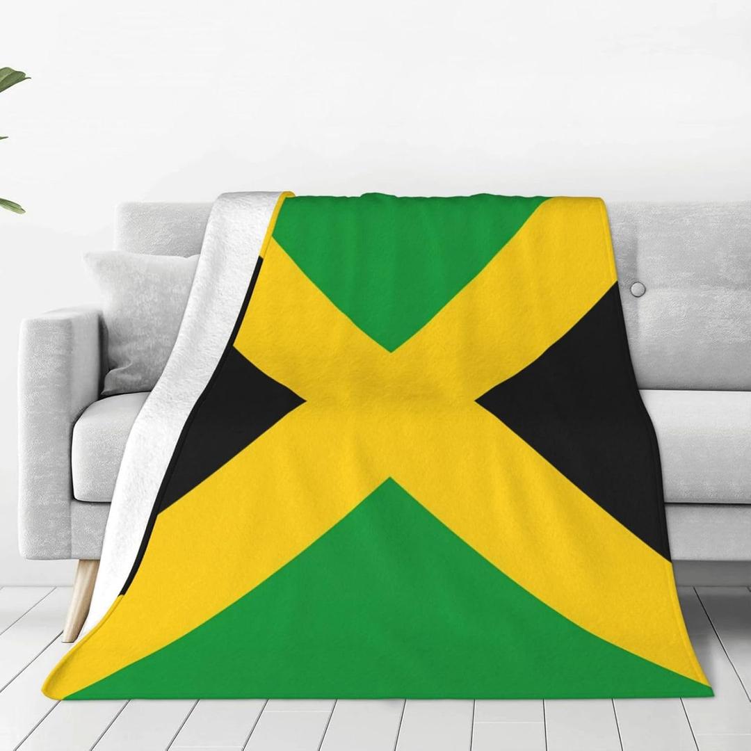 Cute Jamaica Flag Blankets Soft Comfy Flannel Blanket Throws 50"x 40" for Bed, Couch,Sofa,Office, Camping