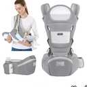 6-in-1 Safety Certified Ergonomic Quality Baby Carrier with Hip Seat: Kangaroo Bag Design for Newborns to Toddlers. Head Supporting Front and Back Support for Parents (Grey)