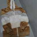 Dokotoo Womens 2025 Winter Fuzzy Fleece Jacket Hooded Color Block Patchwork Cardigan Coats Outerwear with Pockets (Small)