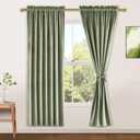 JIUZHEN Sage Green Velvet Curtains 63 inches for Living Room - Privacy Protect Room Darkening Rod Pocket Thick Velvet Window Drapes for Bedroom/Dining Room, Set of 2 with Tiebacks, W42 x L63 inches