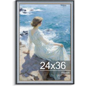 24x36 Poster Frame, Vintage 24 x 36 Poster Frame with HD Plexiglass Durable for Horizontal or Vertical Wall Mounting, Gray-Brown, 1 Pack