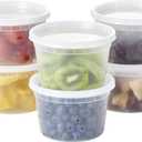 [48Set - 16oz.] Plastic Deli Food Storage Containers With Plastic Lids, Disposable togo containers for soup, Meal Prep, Slime | BPA Free | Stackable | Leakproof | Microwave | Dishwasher | Freezer Safe