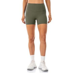 Lavento Women's All Day Soft Yoga Shorts (Olive Green, 8)