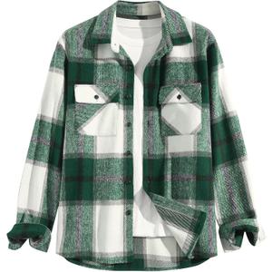 ZAFUL Mens Plaid Shirt,Long Sleeves,Classic Flannel Shirt Button Down Shirt Jacket Tops XXL