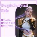 Purple Hair Extensions for Braids, 26 Inch Extra Long Braided Ponytail Extension Easy Clip in Ponytail for Cosplay Stage Party Halloween Costume (26 Inch Ponytail)