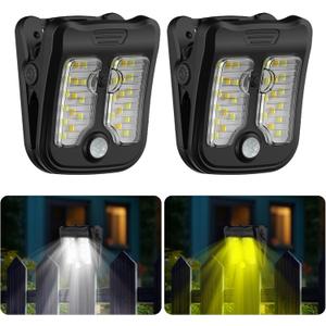 Tryme Small Solar Lights for Chain Link Fence, Outdoor Motion Sensor Clip-on Solar Lights for Garden, Gate, Deck, Step, Patio, Camping, Waterproof, 2 Pack