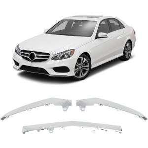 3Pcs Chrome Front Bumper Lip Moulding Trim Cover for Mercedes Benz E Class 2014-2016 W212 E250 E350 E400 E500 E550 (Not Fit 2 Door Coupe) Replacement for A2128852674, A2128852774, A2128852874
