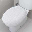 Bathroom Toilet Lid Cover, Ultra Soft Plush Seat Covers, Fluffy Absorbent, 19x21 Inches, Standard Toilet Lids for Bathroom Machine Wash & Dry, White