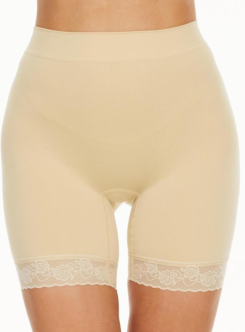SIMIYA Shapewear Tummy Control Shorts for Women, 5-IN-1 Body Shaper High Waisted Girdle Boyshort Slip Short for Under Dresses Nude 2XL