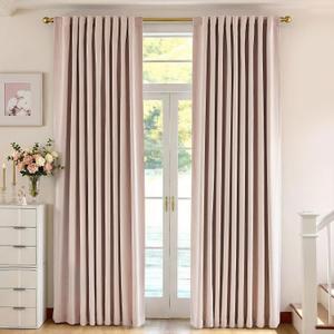 jinchan Chenille Blackout Curtains 84 Inches Long 2 Panels Light Pink Thermal Insulated Curtains for Bedroom Living Room Triple Weave Noise Reducing Nursery Drapes Back Tab Girls Room Curtains 50x84