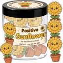 MAYJOYDIY Positive Sunflower Jar 80 Pcs Emotional Support Sunflower Affirmation Cards Funny Flower Theme Desk Accessories Birthday White Elephant Gifts for Women, Friends, Coworker, Teacher