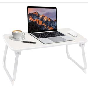 Axton Foldable Gray Medium Leather Lap Desk Table for Bed - Portable Workstation for Laptops and Tablets, Couch Sofa Chair Floor Adjustable 25.59x13.78x5.91in