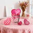 Yousoontic Valentine's Day Heart Wooden Table Decor Centerpieces Valentines Tabletop Heart Wood Block Sign Pot Red Pink for Valentine Wedding Anniversary Home Table Shelf Desk Mantel Party Decorations