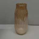 Large Amber Glass Vase for Home Decor Ribbed Tall Gold Floor Vase 12.0" Decorative Vases for Table Centerpieces Flowers Decor and Farmhouse(Brown 8.0in)