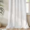 Cream Curtains 96 inch Length 2 Panel Set, White Floral Light Filtering Curtain Cotton Textured for Living Room Bedroom Soft Window Drapes with Rod Pocket Decorative Floor to Ceiling Curtains
