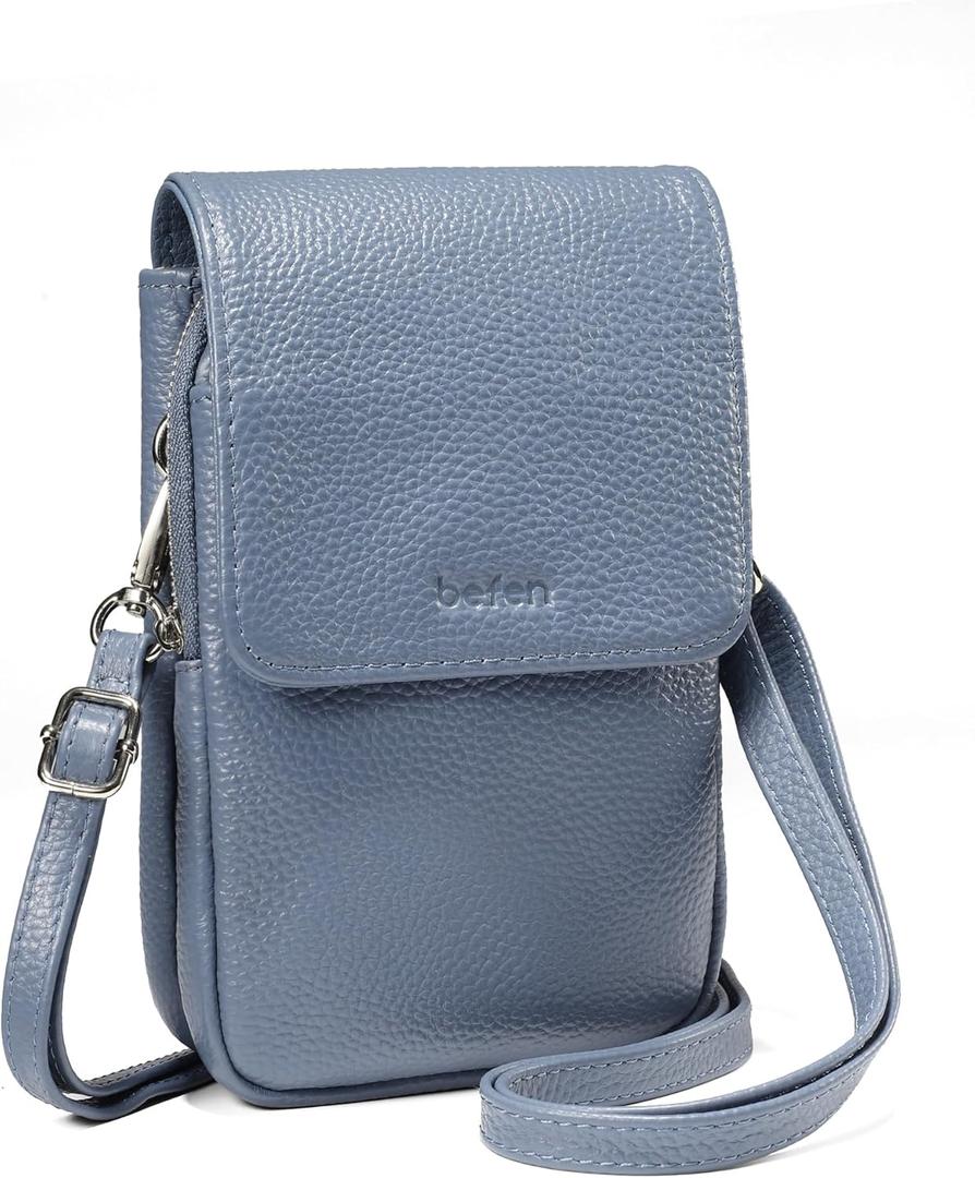 befen Genuine Leather Crossbody Bags for Women, Cell Phone Cross body Purse Bag with RFID Blocking Card Slots