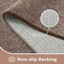 FinRec Low Pile 5x7 Washable Area Rugs for Bedroom Living Room, Thin Rug Solid Color, Non-Slip Carpet Indoor for Home Decor (Brown/White)
