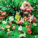 Soaoo Fairy House Garden Figurines Kit Spring Garden Decor Easter Basket Decoration Spring Decoration Outdoor Wildflower Butterfly Fairy Mushroom Party Supplies Micro Landscape Ornaments