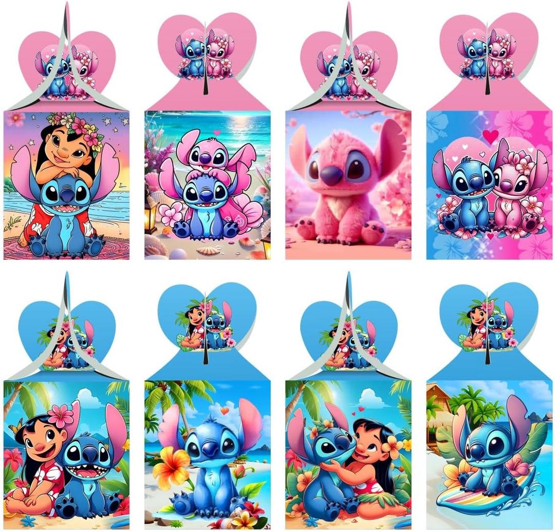 ARHAVI 12pcs Stitch Party Gift Candy Boxes Goodie Boxes, Stitch Party Supplies for Kids Birthday Decorations