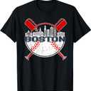 Softball Vintage Boston Baseball T-Shirt for Men and Women T-Shirt (Small, Black)