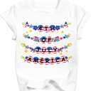 Girls 4th of July Shirt Kid 250th Anniversary Patriotic Tee Toddler America Flag Independence Day T-Shirts (3-10T) (White)