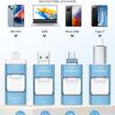 MFi Certified Flash Drive for iPhone 256GB, Photo Stick Memory Stick for iPad, USB Thumb Drive for Photos Videos Transfer & Backup, External Storage Compatible for iPhone/Android/PC/Mac (Light Blue)