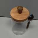 Sugar Bowl with Lid and Spoon,20 oz Sugar Container for Coffee Bar, Glass Coffee Canister, Airtight Food Storage Jar, Brown Sugar Container, Cereal Tea Salts Spice Jar (Flat)