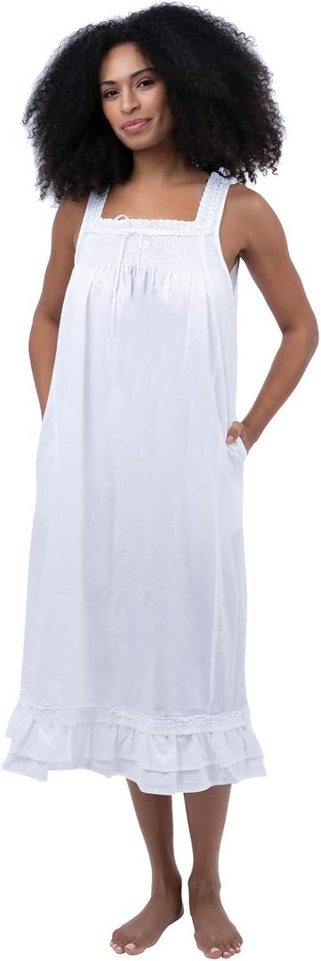 The 1 for U Vintage Nightgown - Night Dress for Women Sleepwear, Eloise 100% Cotton Gown (XX-Large, White)