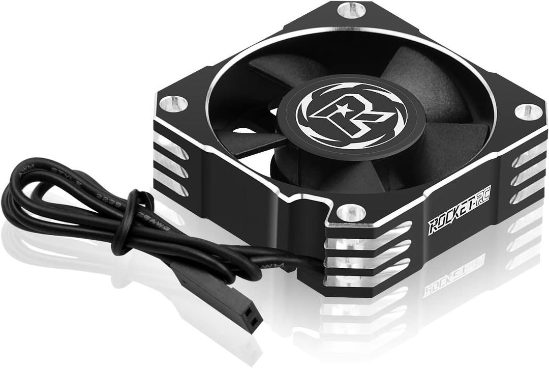 RC Cooling Fan 1/10 35mm 21000RPM 8.4V Aluminum ESC Motor Cooling Fan Heatsink for RC Car 1/8 1/10 Scale 3650,3660,3670 Brushless Motor (Black+Silver)