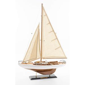 SAILINGSTORY Wooden Sailboat Decor Yacht Model Ship with Antique Finish Ivory