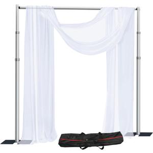 SLOW DOLPHIN 10x 10ft Pipe and Drap Backdrop Stand Kit,Heavy Duty Adjustable Frame Backdrop Stand for Event, Birthday Party, displays and Wedding Decoration.