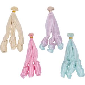 GLOBLELAND 4 Pcs 4 Colors Doll Curly Wig Hair 7.8 inch Downy Gradient Long Hairs for Making Dolls Wigs Fashion Soft Flexible Synthetic Extension Dolls Accessories for DIY BJD Doll Making Craft (Colorful)