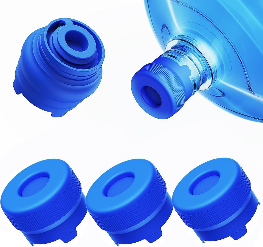UpgradedMorsatie Reusable 3 & 5 Gallon Water Jug Cap, No Leaking & Popping Open, Food Grade Silicone Replacement Cap for 55mm Standard/Screw/Crown Top Water Bottle & Water Pump Dispenser, 3Pcs