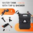 5.5 Gallon Portable Water Tank with Pump and 8 Modes Sprayer, Emergency Water Container for Camping Shower Off Road Shower Outdoor Hiking Picnic, Black