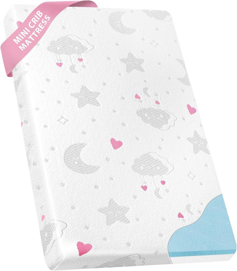 Pack and Play Mattress - 38"x26"x3'' Pack N Play Mattress Pad with Breathable Removable Cover - Dual-Sided Memory Foam Baby Crib Mattresses for Toddlers