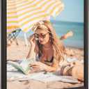 16x16 Wood Frame Black, Rustic Natural Wooden 16x16in Poster Picture Frame, Distressed 16 x 16inch Woodgrain Gallery Photo Frame with HD Plexiglass, Horizontal Vertical Wall Mounting Display 1pcs