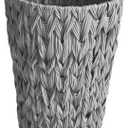 Endymion Grey Wicker Trash Can, Waterproof Wicker Waste Basket for Bathroom, Woven Waste Basket for Bedroom, 2 Gallon Round