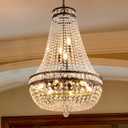 Wellmet Crystal Chandelier Light, 8 Lights French Empire Chandeliers Lighting Ceiling Fixture Hanging Pendant for Dining Living Room Foyer Kitchen Bedroom Entryway, 20''W (Bronze, 20)