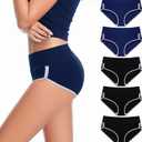 CAILECOTTON Womens Underwear Cotton Briefs for Women Plus Size Panties for Women Pack 2/5
 M