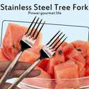 Thickened Stainless Steel Forks,4 Piece Set of Stainless Steel Hammer Fork Set,Tree Shaped Texture Handle Fork,4 Pieces,Silver