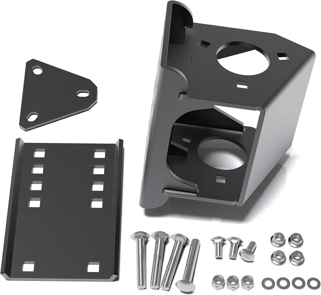 Trailer Tongue Jack Relocation Kit Side Mount, Heavy-Duty Steel Electric Trailer Jack Stand Bolt-On 3-Bolts & A-Frame Tongue Jacks, Tailgate Clearance Solution for RV & Boat, Black