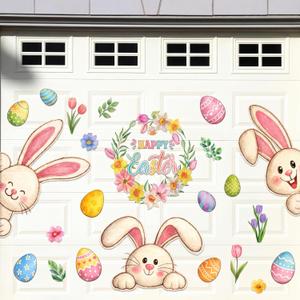 Capoda 39 Pcs Happy Easter Garage Door Decoration Magnets Bunny Garage Door Magnets Easter Bunny Eggs Refrigerator Car Magnetic Stickers for Spring Holiday Metal Car Fridge Party Decor Supplies