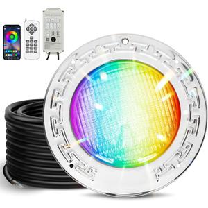 10 Inch Pool Lights for Inground Pool, 120V Color Changing LED Inground Pool Light with Remote, Controller and APP Control for 10 Inch Wet Niche, Underwater Swimming Pool Lights, 50 Foot Cord