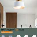 Ceiling Light Fixture, Hallway Ceiling Light with Gold Plate and Matte Black Shade, Modern Simple Style Porch Light Fixtures Semi Flush Mount (White)