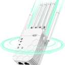 WiFi Extender Signal Booster for Home, AC1900Mbps Dual Band WiFi Booster, Covers up to 12880 sq.ft & 105 Devices, 6X Faster Wireless WiFi Extender with Ethernet Port, Internet Booster for Home